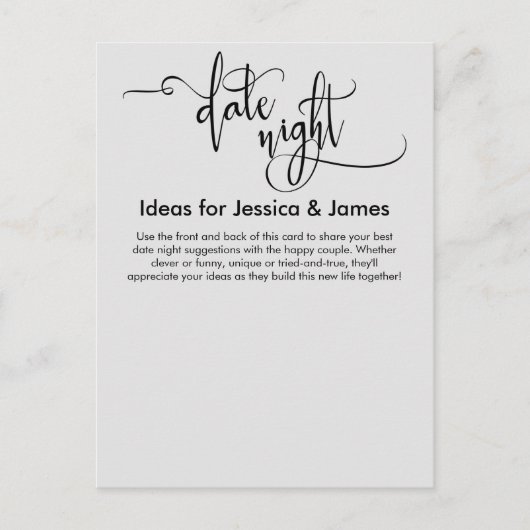 Date Night Ideas Light Gray Advice Card Postkarte (Vorderseite)
