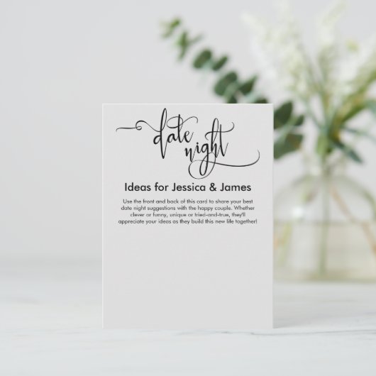 Date Night Ideas Light Gray Advice Card Postkarte (Stehend Vorderseite)