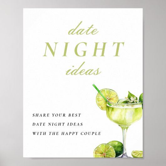 Date Night Ideas Mexican Fiesta Brautparty Sign Poster (Vorne)