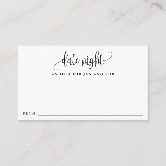 Date Night Ideas, Minimalistische Calligrafy Cards Begleitkarte (Vorderseite)