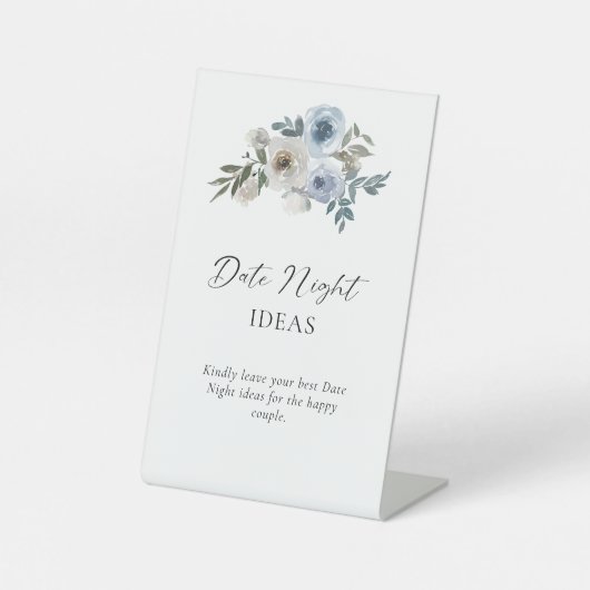 Date Night Ideas signieren Dusty Blue Wedding Flor Sockelschild (Vorderseite)