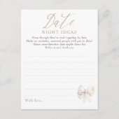 Date Night Ideas Whimsical Bow Bridal Shower Game Begleitkarte (Vorderseite)