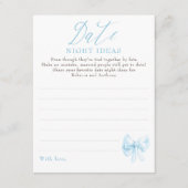 Date Night Ideas Whimsical Bow Bridal Shower Game Begleitkarte (Vorderseite)