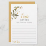 Date Night Ideas Wildblume Brautparty Karte<br><div class="desc">Wildblume Frühjahrsflorale Vorstellungen Brautparty Spielkarte</div>