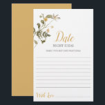 Date Night Ideas Wildblume Brautparty Karte<br><div class="desc">Wildblume Frühjahrsflorale Vorstellungen Brautparty Spielkarte</div>
