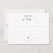 Date Night Jar Sign Wedding Advice Dusche Moderne Mitteilungskarte (Vorderseite)