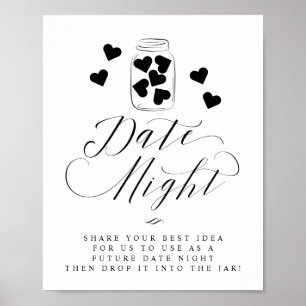 Date Night Mason Glas Herz-Schrift Hochzeitsschild Poster