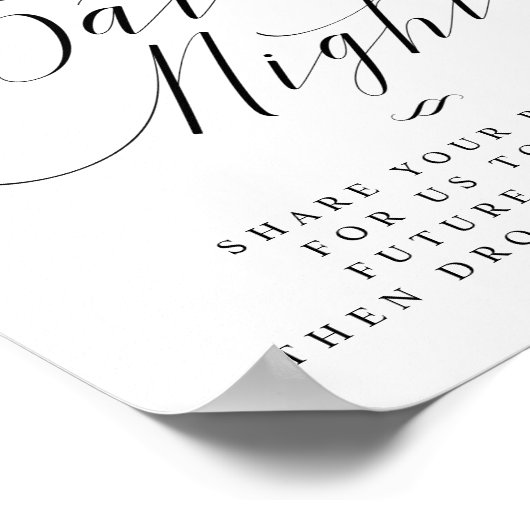Date Night Mason Jar Hearts Script Wedding Sign Poster (Ecke)