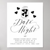 Date Night Mason Jar Hearts Script Wedding Sign Poster (Vorne)