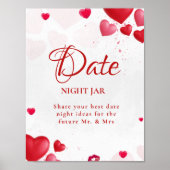 Date Night valentine Bridal Shower wedding Sign Poster (Vorne)