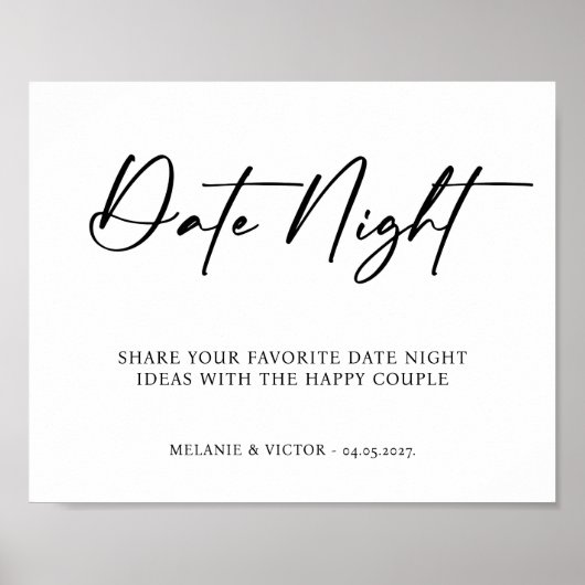 Date Night Wedding Sign Poster (Vorne)