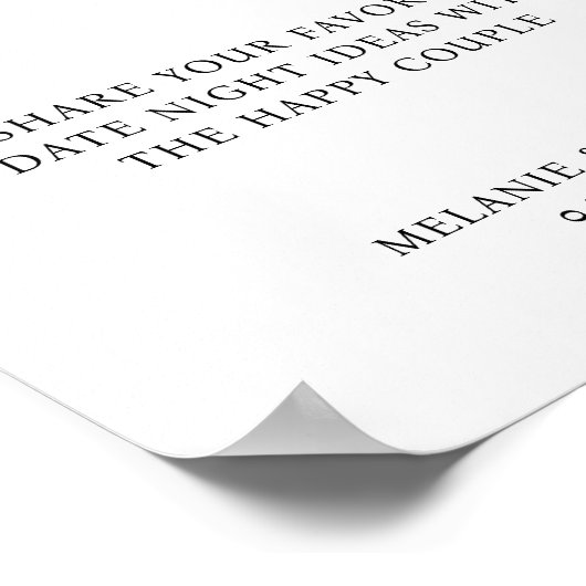 Date Night Wedding Sign Poster (Ecke)