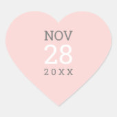 DATE STACK Einfache moderne Art niedliches Rosa gr Herz-Aufkleber (Vorderseite)