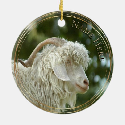 Dated Angora Goat Trio Santa Hat Christmas Keramik Ornament (Hinten)