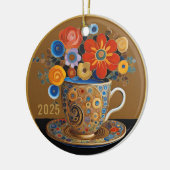 Dated Beautiful Modern Art Coffee Cup Ornament (Links)