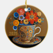 Dated Beautiful Modern Art Coffee Cup Ornament (Hinten)