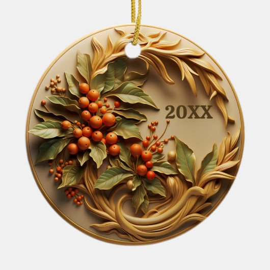Dated Christmas Holly Berry Ornament (Vorne)