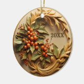 Dated Christmas Holly Berry Ornament (Links)