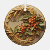 Dated Christmas Holly Berry Ornament Aus Glas (Rückseite)