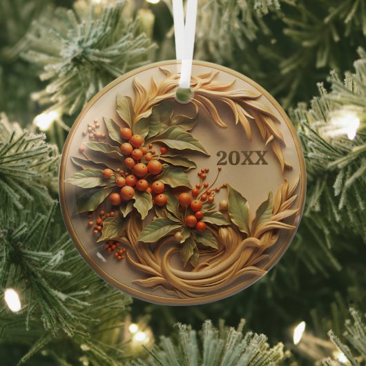 Dated Christmas Holly Berry Ornament Aus Glas (InSitu)