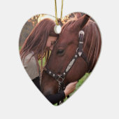Dated Christmas Horse Lover Custom Foto Herz Keramik Ornament (Links)