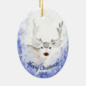 Dated Christmas Rentier Red-Nosed Animal Fun Keramikornament (Hinten)