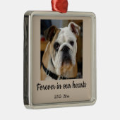 Dated Custom Foto Bulldog-Hund im Speicher Ornament Aus Metall (Rechts)
