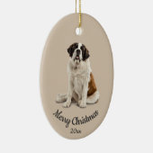 Dated Custom Foto Christmas St. Bernard Dog Hausti Keramik Ornament (Rechts)