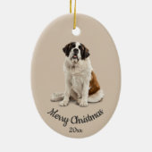 Dated Custom Foto Christmas St. Bernard Dog Hausti Keramik Ornament (Hinten)