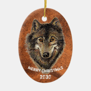Dated Custom, Wolf, Wölfe Tierart Art Keramik Ornament