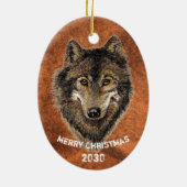 Dated Custom, Wolf, Wölfe Tierart Art Keramik Ornament (Hinten)