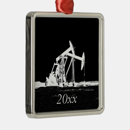 Dated Dual Oil Well Pumper Unit Ornament Aus Metall (Rechts)