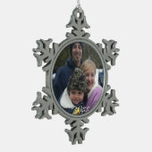 Dated Family Christmas Foto Foto Picture Schneeflocken Zinn-Ornament (Links)