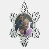 Dated Family Christmas Foto Foto Picture Schneeflocken Zinn-Ornament (Rechts)