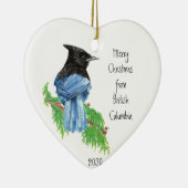 Dated FroChristmas British Columbia Jay Bird Keramik Ornament (Rechts)