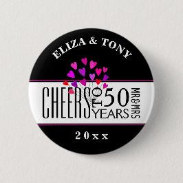 Dated Hearts 50. Wedding Anniversary Party Geschen Button
