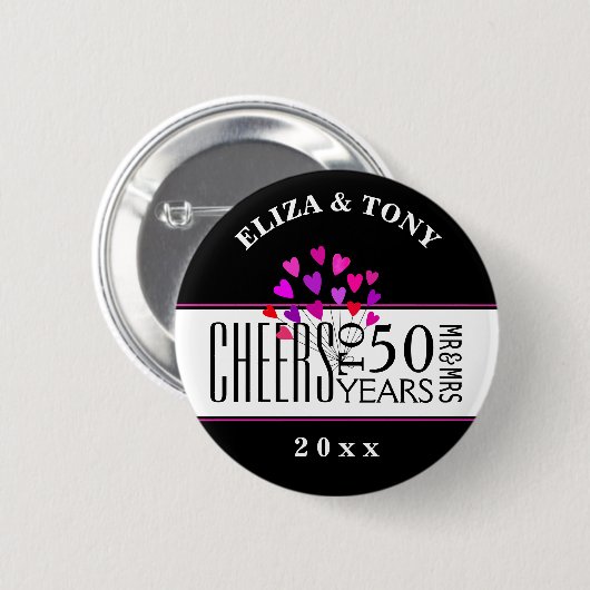 Dated Hearts 50. Wedding Anniversary Party Geschen Button (Vorne & Hinten)
