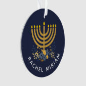 Dated Keepake Baby's First Hanukkah | Blau & Gold Ornament (Vorderseite)