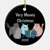 Dated Meowy Weihnachtsmann Katzen Kätzchen anpasse Keramik Ornament (Vorne)