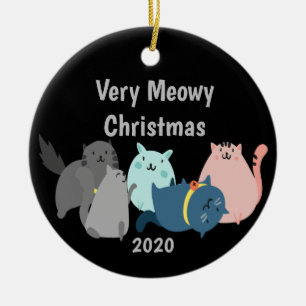 Dated Meowy Weihnachtsmann Katzen Kätzchen anpasse Keramik Ornament