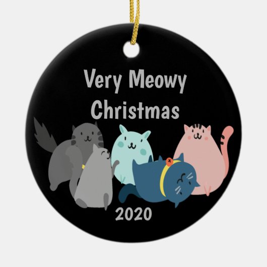 Dated Meowy Weihnachtsmann Katzen Kätzchen anpasse Keramik Ornament (Vorne)