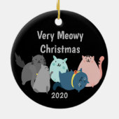 Dated Meowy Weihnachtsmann Katzen Kätzchen anpasse Keramik Ornament (Hinten)