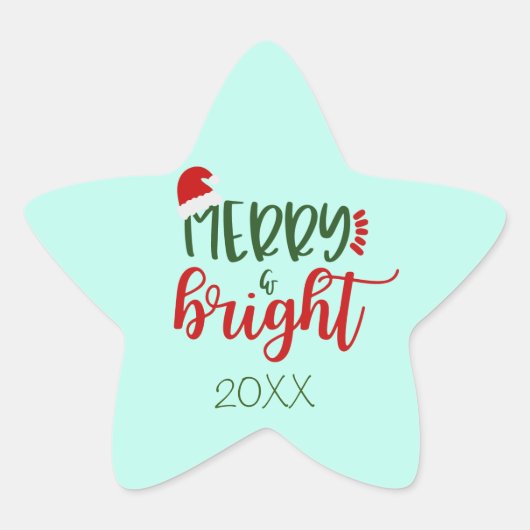 Dated Merry & Bright on Green Holiday Stickers (Vorderseite)