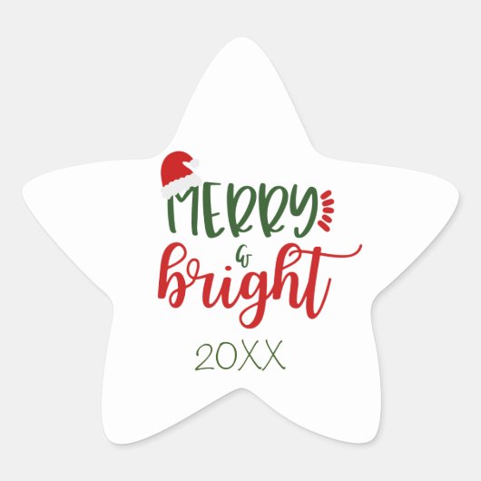 Dated Merry & Bright on White Holiday Stickers (Vorderseite)