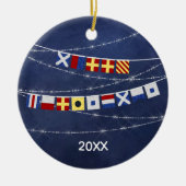 Dated Nautical MerChristmas Signal Flag Keramik Ornament (Vorne)