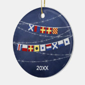 Dated Nautical MerChristmas Signal Flag Keramik Ornament (Links)