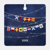 Dated Nautical MerChristmas Signal Flag Ornament Aus Metall (Vorderseite)