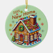 Dated New Zuhause Gingerbread House Keramik Ornament (Vorne)