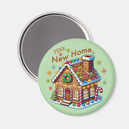 Dated New Zuhause Gingerbread House Magnet (Vorderseite/Rückseite)