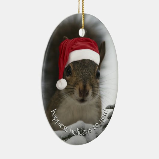 Dated Santa Squirrel™ Frohste Ferien Keramik Ornament (Rechts)